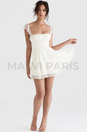 Kaia Ivory A-Line Mini Dress - White Dresses