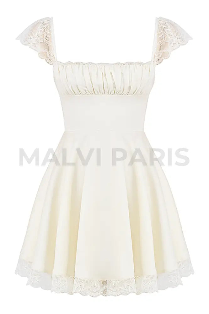 Kaia Ivory A-Line Mini Dress - White Dresses