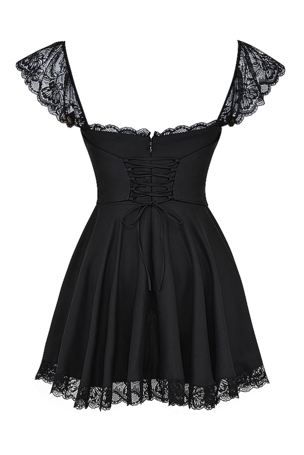 KAIA JET BLACK A-LINE MINI DRESS - Black