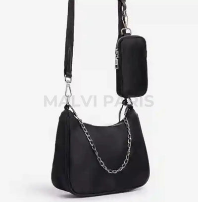 Kendell Nylon  Crossbody Bag - Black - MALVI PARIS