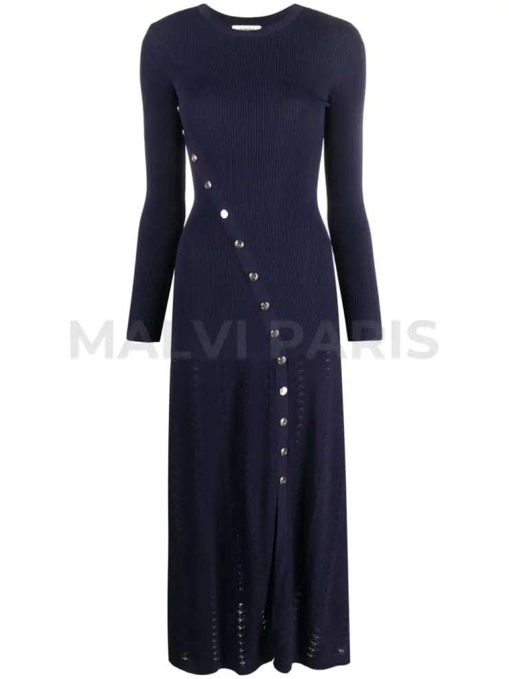 Knitted Maxi Dress - Dark Blue Dresses