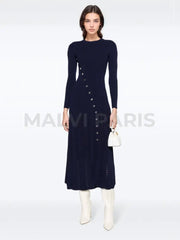 Knitted Maxi Dress - Dark Blue Dresses