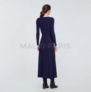 Knitted Maxi Dress - Dark Blue Dresses