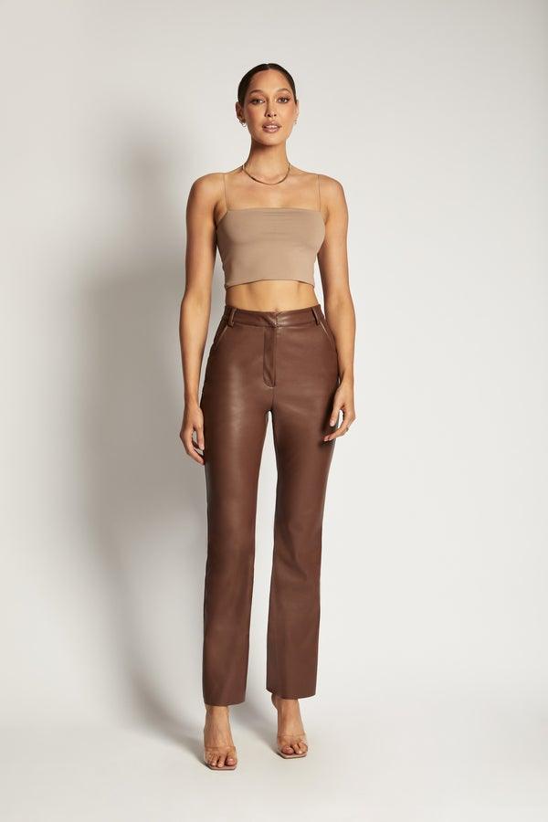 YVES Basic Crop Tank Top - Light Brown - MALVI PARIS