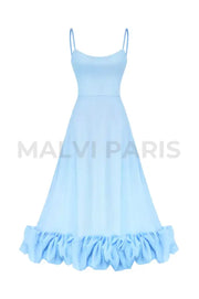 Lilou Flounce Bustier Ruffle Maxi Dress - Baby Blue Dresses