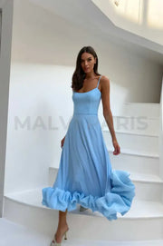 Lilou Flounce Bustier Ruffle Maxi Dress - Baby Blue Dresses