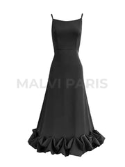 Lilou Flounce Bustier Ruffle Maxi Dress - Black Dresses