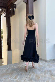 Lilou Flounce Bustier Ruffle Maxi Dress - Black Dresses