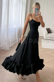 Lilou Flounce Bustier Ruffle Maxi Dress - Black Dresses