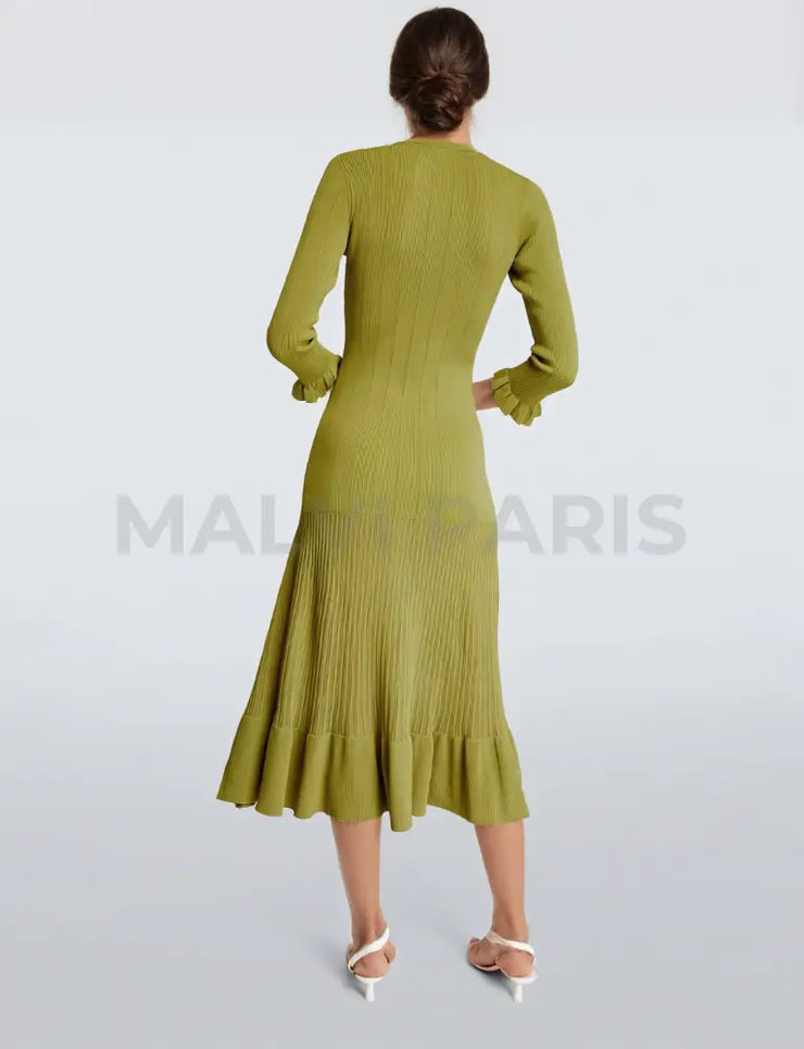 Long Knitted Maxi Dress - Green Dresses