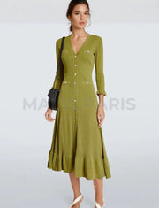 Long Knitted Maxi Dress - Green Dresses