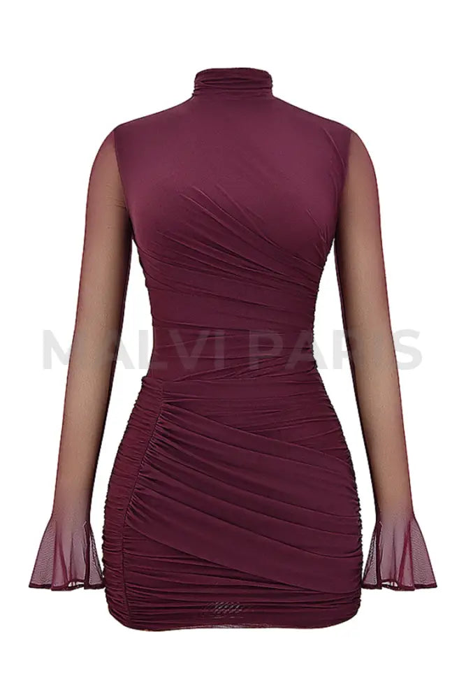 Lucasta Mulberry Gathered Mini Dress - Dark Purple