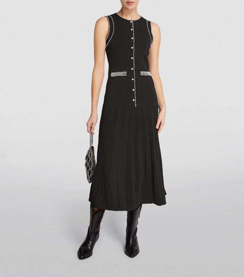 SANDRO  Bead-Trim Midi Dress