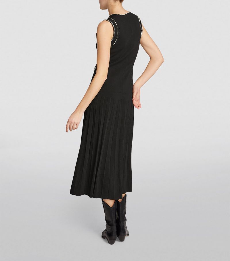 SANDRO  Bead-Trim Midi Dress