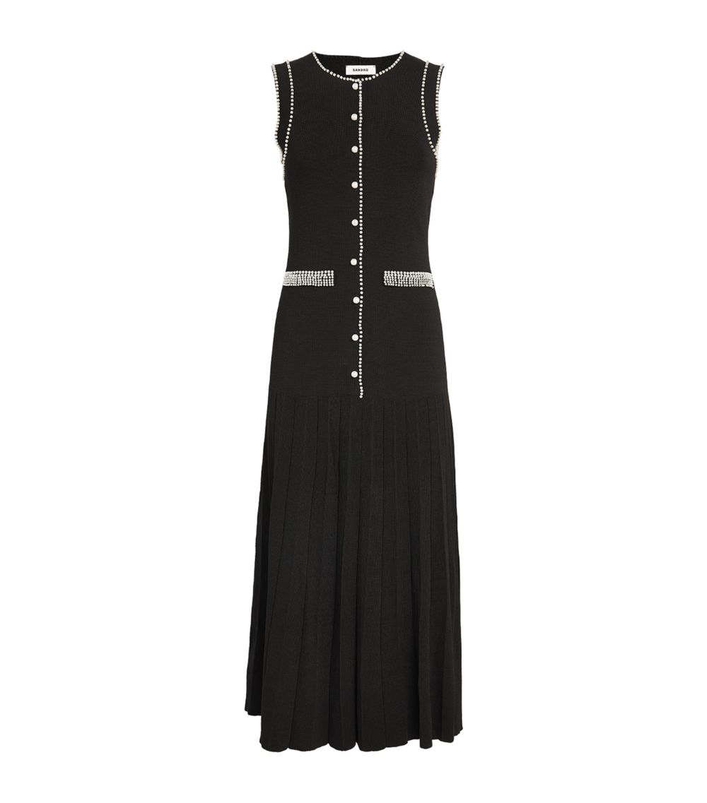 SANDRO  Bead-Trim Midi Dress