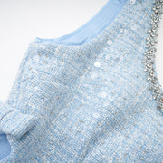 MONTE CARLO Tweed-Minikleid Himmelblau - Blau