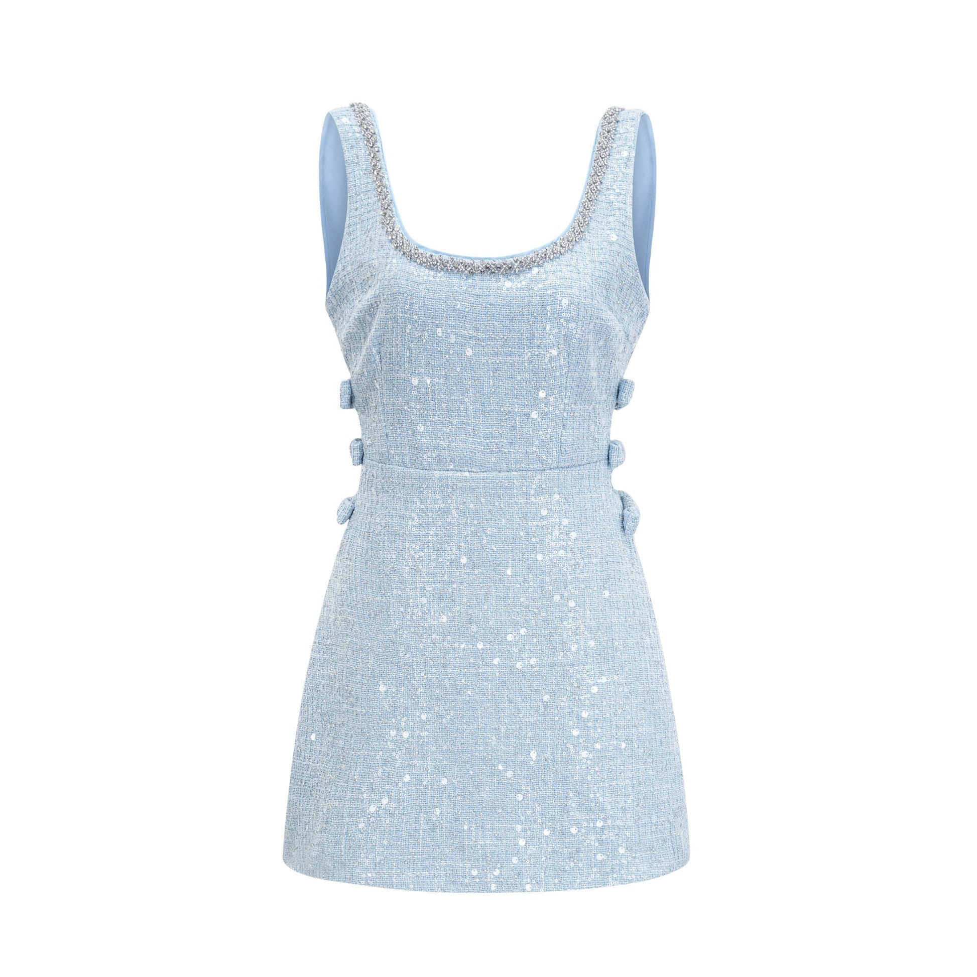 MONTE CARLO tweed mini dress Sky blue - Blue