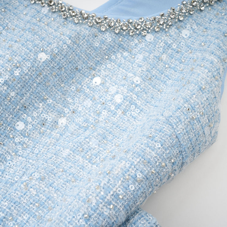 MONTE CARLO Tweed-Minikleid Himmelblau - Blau