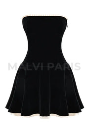 Marilla Black Velvet Strapless Dress - Black