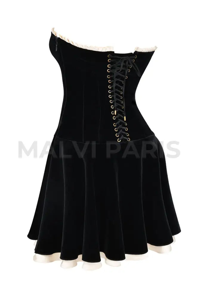 Marilla Black Velvet Strapless Dress - Black