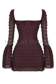 Marisa Espresso Lace Mini Dress - Dark Brown