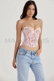 Mila Lace Underwired Corset - Light Pink