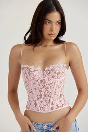 Mila Lace Underwired Corset - Light Pink