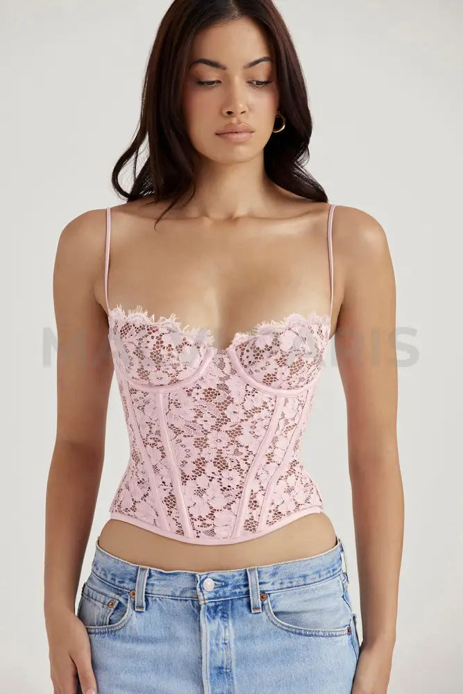 Mila Lace Underwired Corset - Light Pink