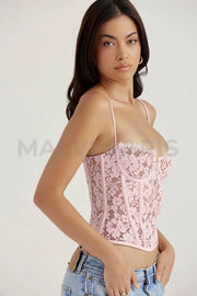 Mila Lace Underwired Corset - Light Pink