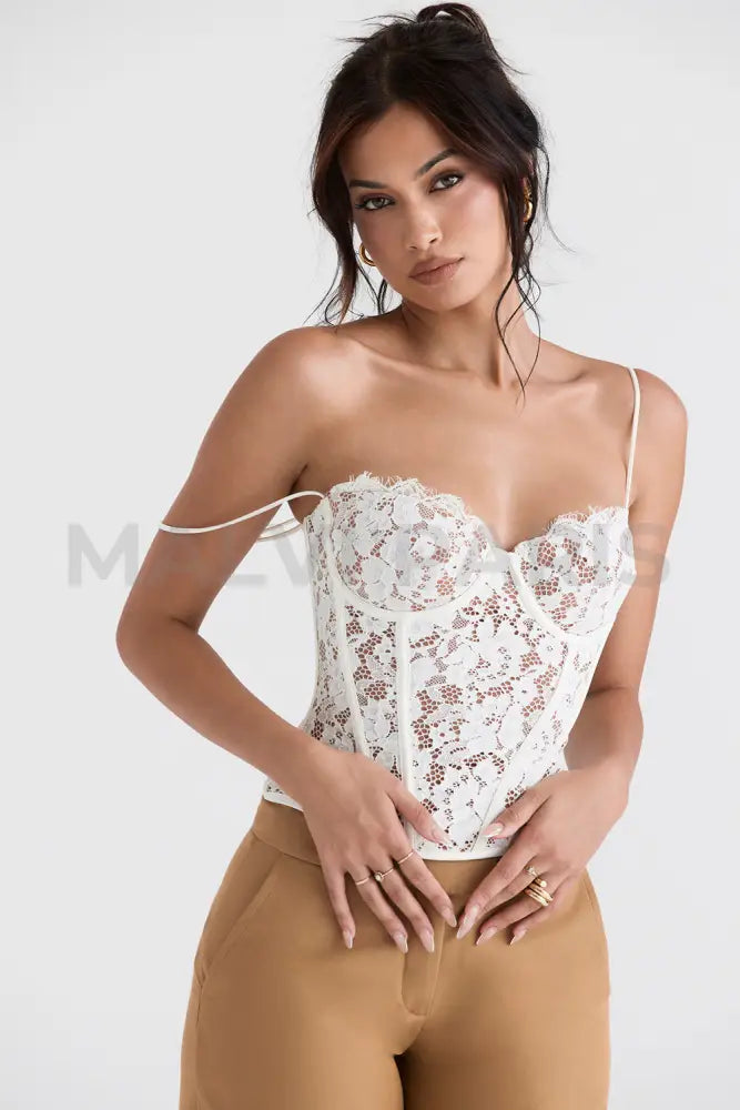 Mila Lace Underwired Corset - White