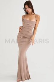 Milena Corset Maxi Dress - Beige