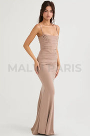 Milena Corset Maxi Dress - Beige