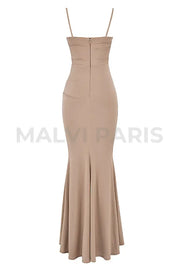 Milena Corset Maxi Dress - Beige