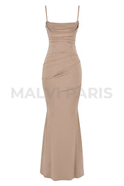 Milena Corset Maxi Dress - Beige