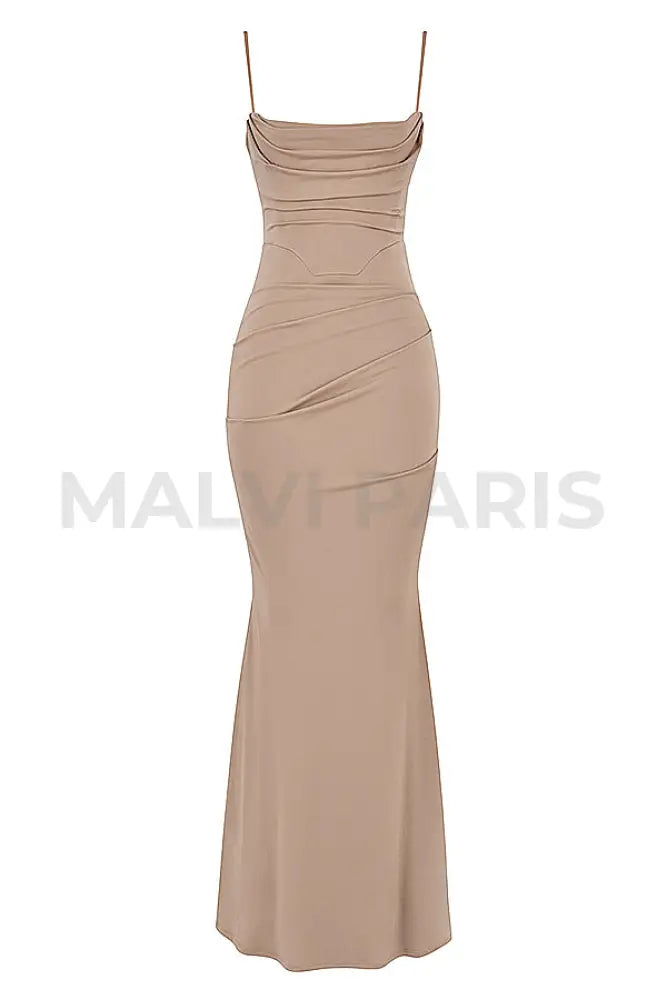 Milena Corset Maxi Dress - Beige