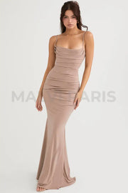 Milena Corset Maxi Dress - Beige