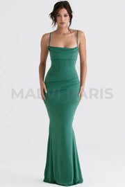 Milena Forest Corset Maxi Dress - Dark Green Dresses