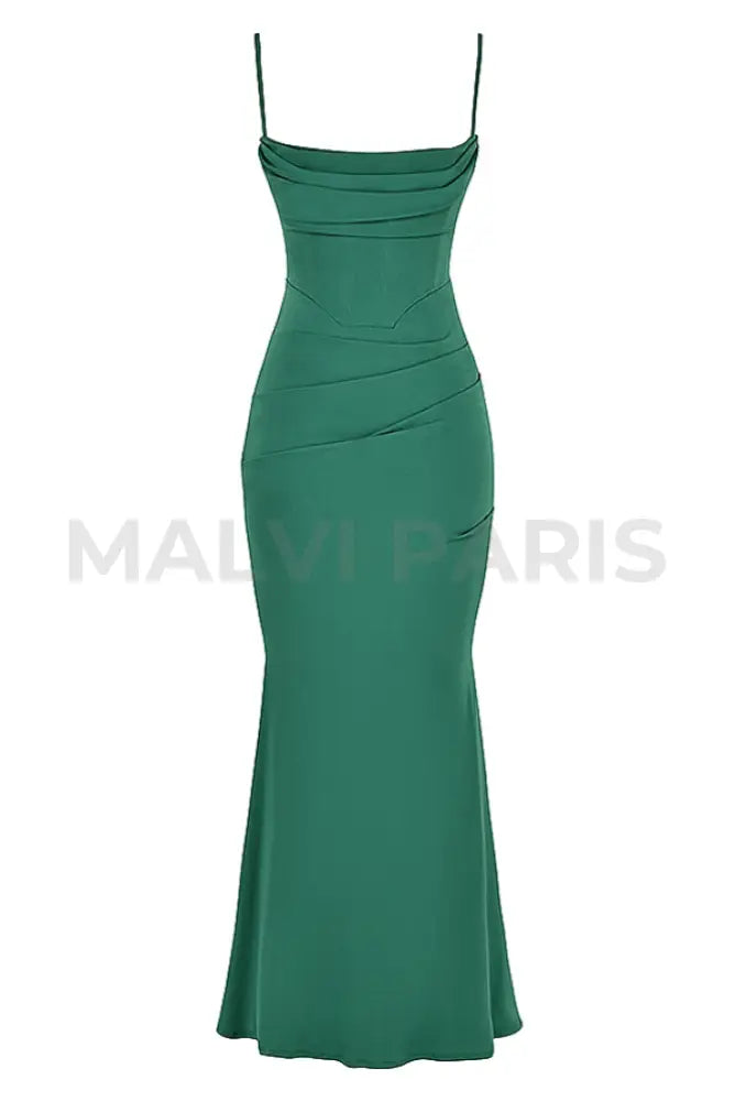 Milena Forest Corset Maxi Dress - Dark Green Dresses