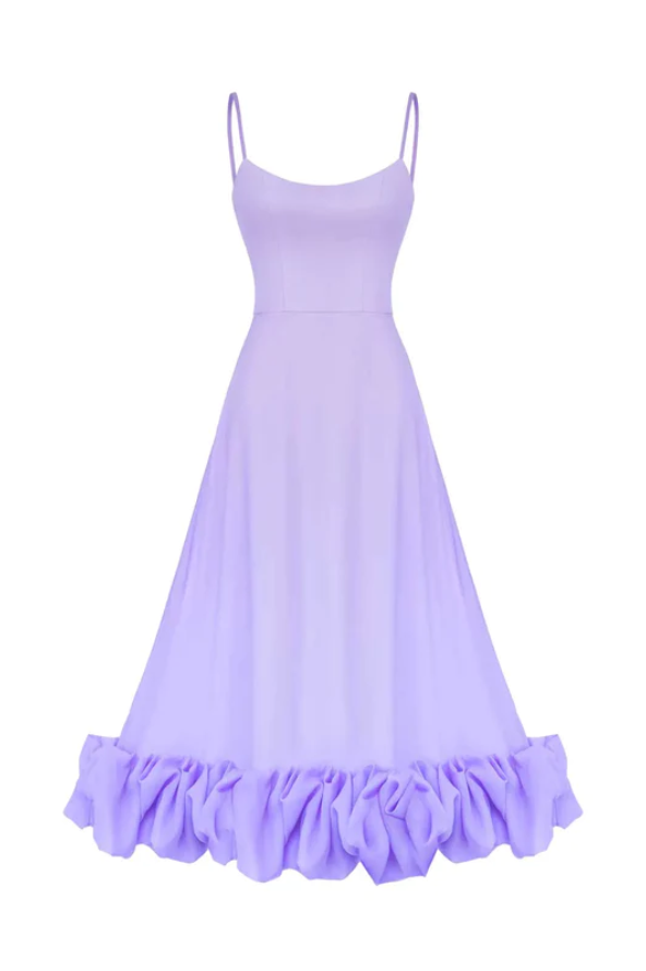 LILOU FLOUNCE BUSTIER RUFFLE MAXI DRESS - Light Purple