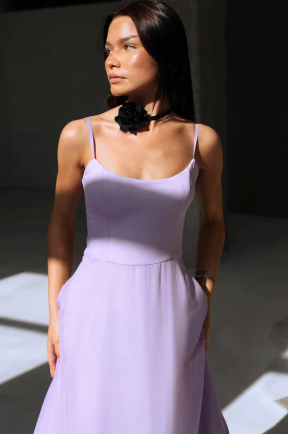 LILOU FLOUNCE BUSTIER RUFFLE MAXI DRESS - Light Purple