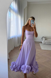 LILOU FLOUNCE BUSTIER RUFFLE MAXI DRESS - Light Purple