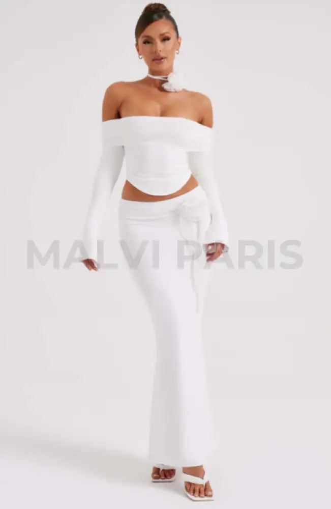 Monte Carlo Off Shoulder Maxi Dress Set - White Dresses