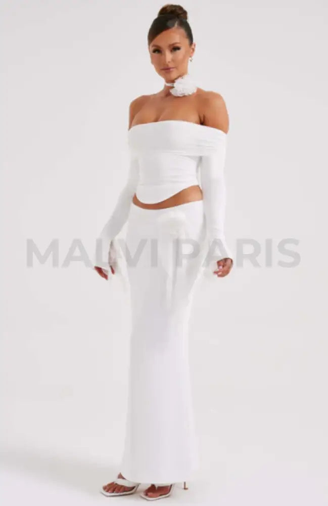 Monte Carlo Off Shoulder Maxi Dress Set - White Dresses