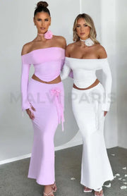 Monte Carlo Off Shoulder Maxi Dress Set - White Dresses