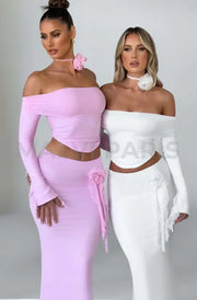 Monte Carlo Off Shoulder Maxi Dress Set - White Dresses