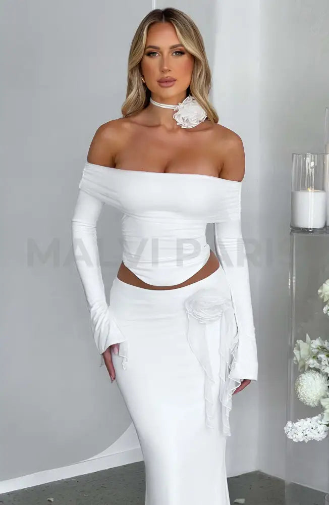 Monte Carlo Off Shoulder Maxi Dress Set - White Xs / White Dresses