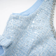 Monte Carlo Tweed Mini Dress Sky Blue - Blue