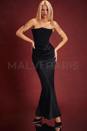 Persephone Black Strapless Corset Maxi Dress - Black