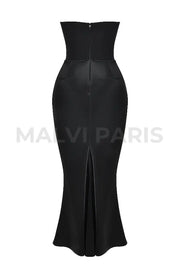 Persephone Black Strapless Corset Maxi Dress - Black