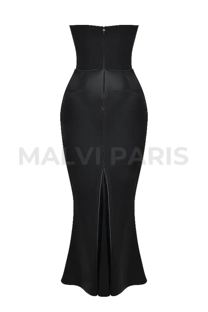 Persephone Black Strapless Corset Maxi Dress - Black